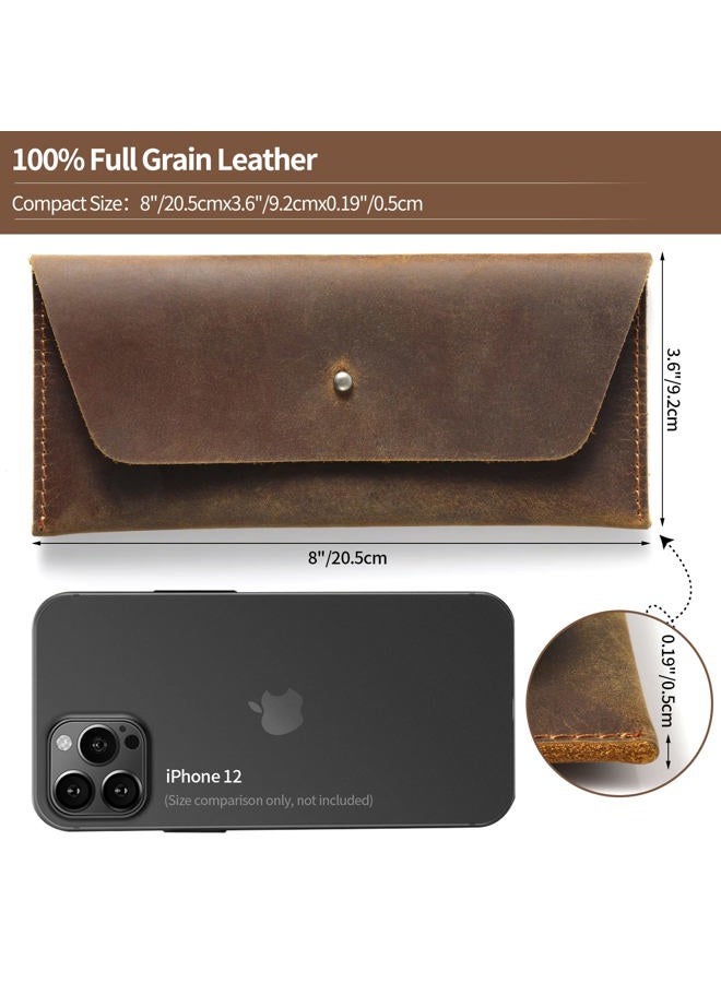 RINGSUN Genuine Leather Cash Envelope, Reusable Budget Wallet, Retro Clutch for Men & Women, Brown, Retro - Image 2